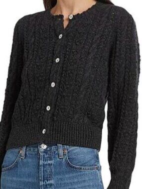 Doen GreyTextured Cable Knit Cardigan
